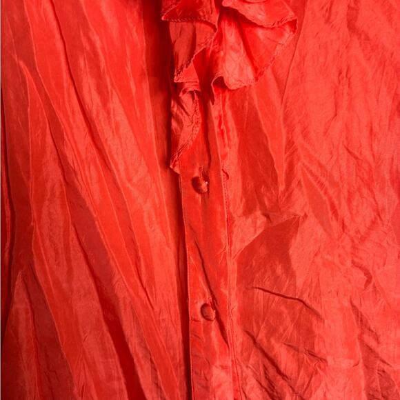 The Limited Bright Pink Sleeveless Button Front Blouse Ruffle Trim Size Small - Picture 4 of 5